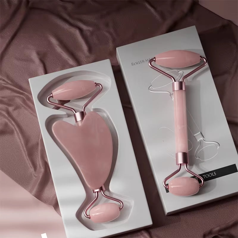 Rodillo Masajeador Facial y Tabla Gua Sha