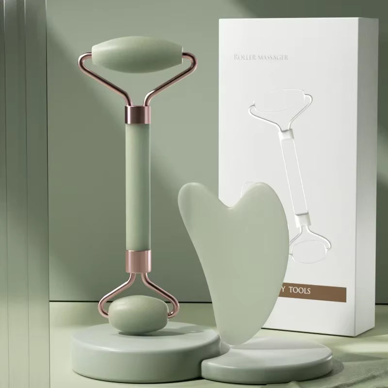 Rodillo Masajeador Facial y Tabla Gua Sha