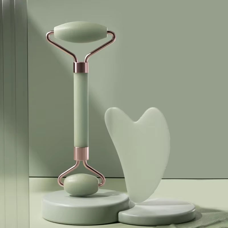 Rodillo Masajeador Facial y Tabla Gua Sha
