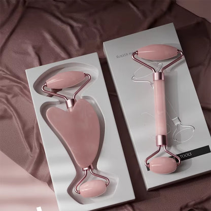 Rodillo Masajeador Facial y Tabla Gua Sha 